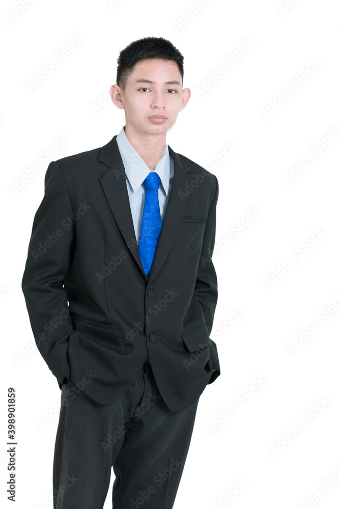 Yong business man or corporate employee isolated on grey background. Classical formal wear office style. Yong business man or corporate employee isolated on grey background. Classical formal wear office style.