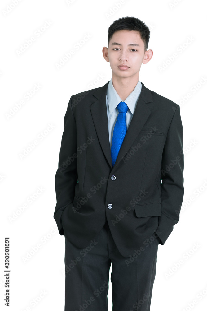 Yong business man or corporate employee isolated on grey background. Classical formal wear office style. Yong business man or corporate employee isolated on grey background. Classical formal wear office style.