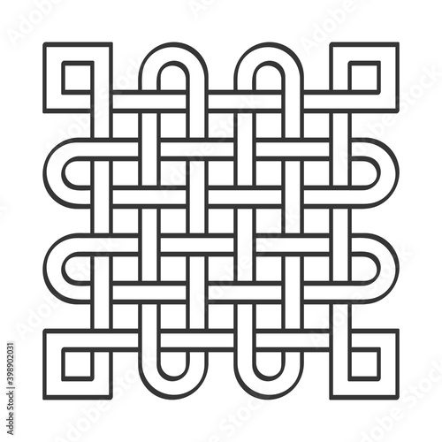 monochrome icon with Celtic knot art and ethnic ornaments