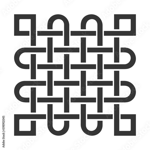 monochrome icon with Celtic knot art and ethnic ornaments