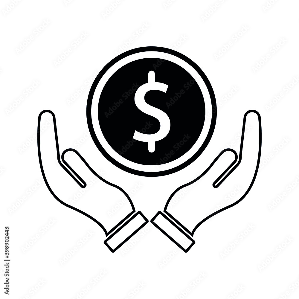 save money icon, salary money, invest finance, hand holding dollar. symbols on white background. vector illustration on white background save money icon, salary money, invest finance, hand holding dollar. symbols on white background. vector illustration on white background