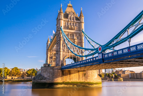 Photography Tower Bridge famous landmark of London viewed in the morning