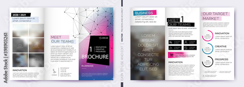 Trifold Business Brochure template. Creative folding brochure or flyer. Layout with modern elements and abstract background. Design concept flyer. Vector EPS10
