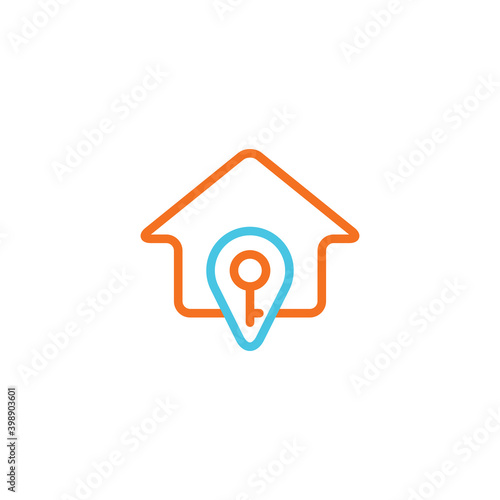House, key and navigation icon. Vector