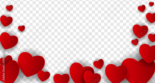 Hearts isolated on transparent background, decorations for Valentine's day design. Vector Illustration EPS10