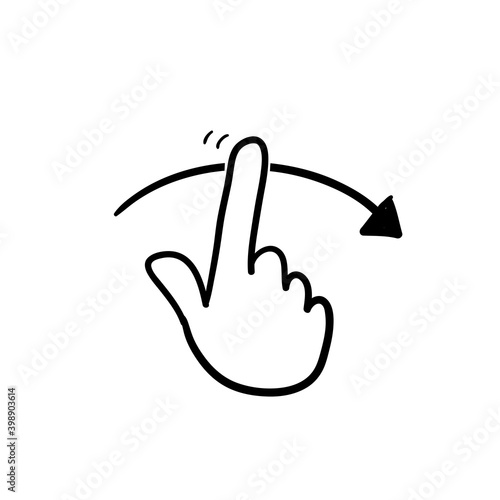 hand drawn swipe right icon symbol illustration in doodle style vector