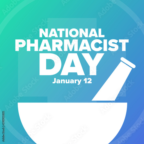National Pharmacist Day. January 12. Holiday concept. Template for background, banner, card, poster with text inscription. Vector EPS10 illustration.