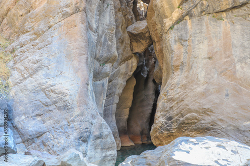 waterfall flowing in nature, cascade, cascade between rocks. Hakkari in Turkey
