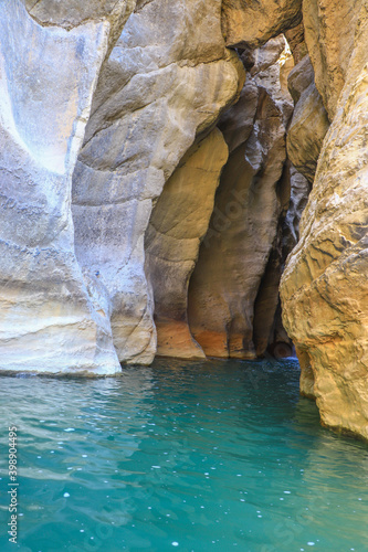 waterfall flowing in nature, cascade, cascade between rocks. Hakkari in Turkey
