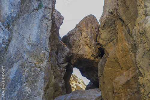 waterfall flowing in nature, cascade, cascade between rocks. Hakkari in Turkey
