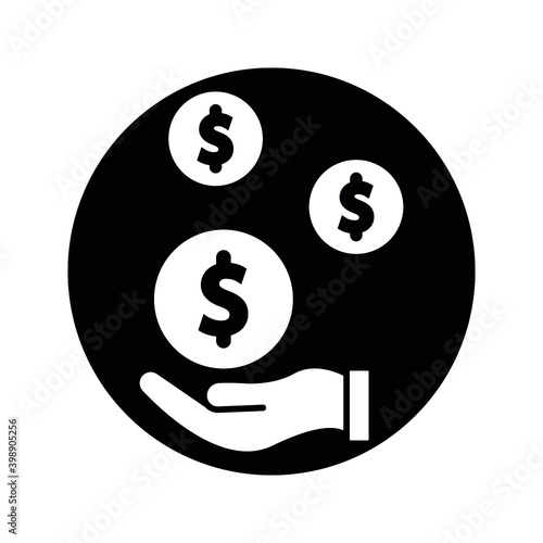 save money icon, salary money, invest finance, hand holding dollar. symbols on white background. vector illustration on white background