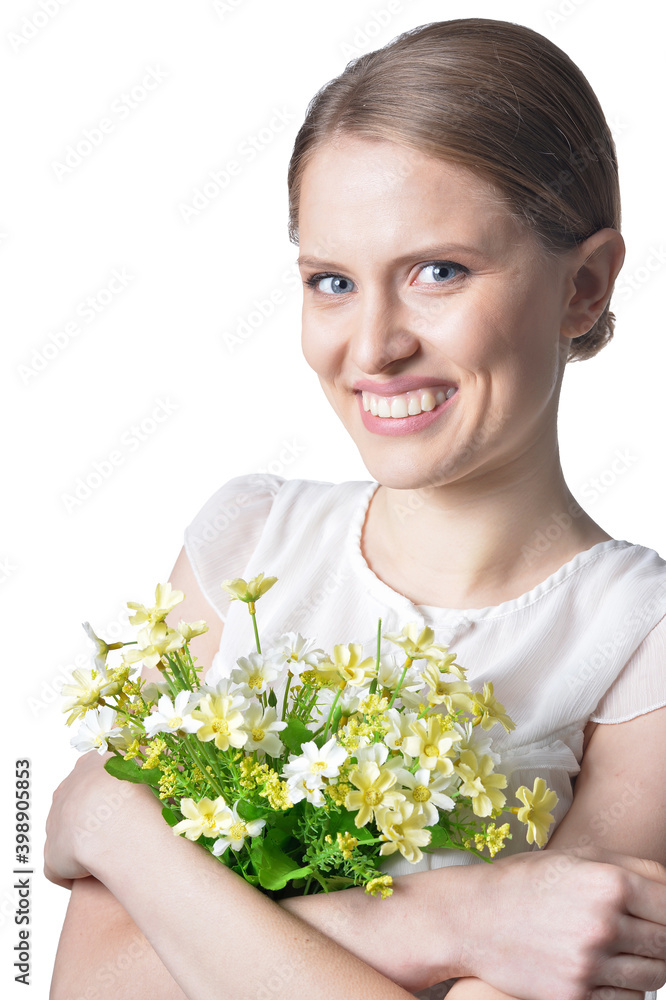 Portrait of beautiful young woman with flowers Portrait of beautiful young woman with flowers