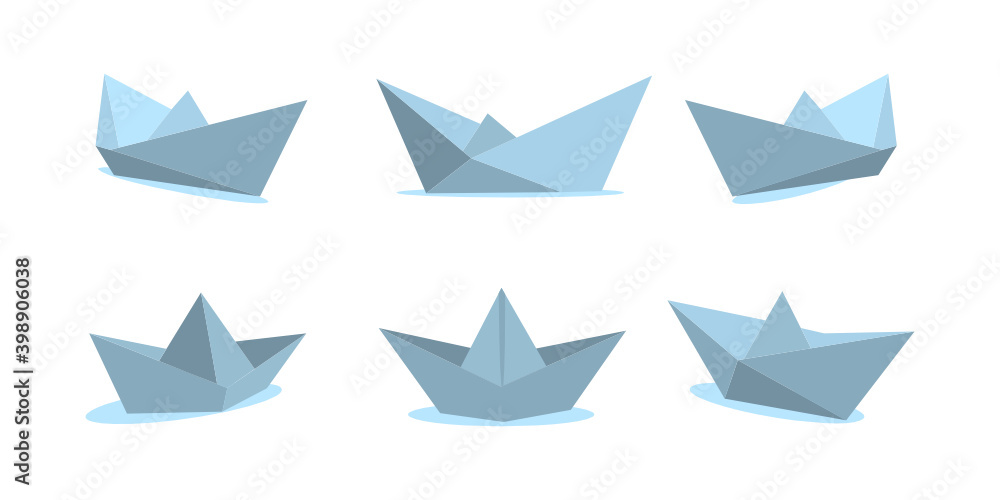 origami of blue paper boat, paper boat origami vector design origami of blue paper boat, paper boat origami vector design