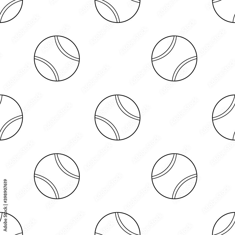 Vector illustration. Doodle tennis ball seamless pattern on white ...
