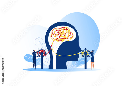 The opposite mindset chaos and order in thoughts concept. vector illustration