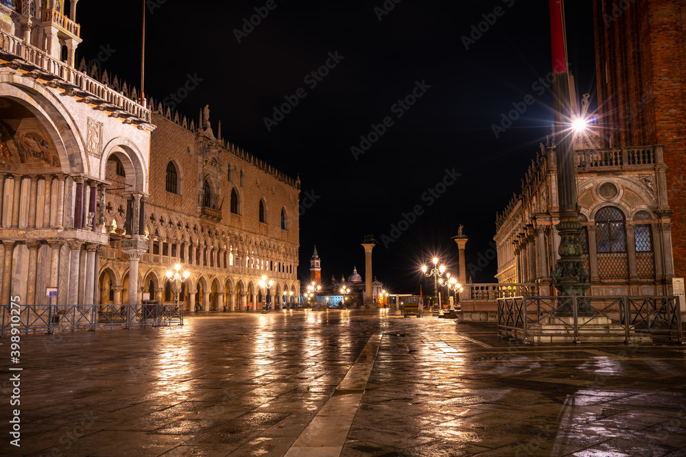 The night scene of St Mark's Square, Venice, Italy