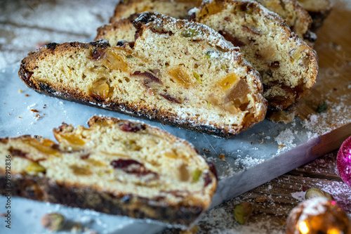 Wallpaper Mural Stollen. Christmas cupcake with raisins, nuts, dried apricots and marzepan. Torontodigital.ca