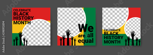 Collection of black history month social media posts. Celebrating black history month.