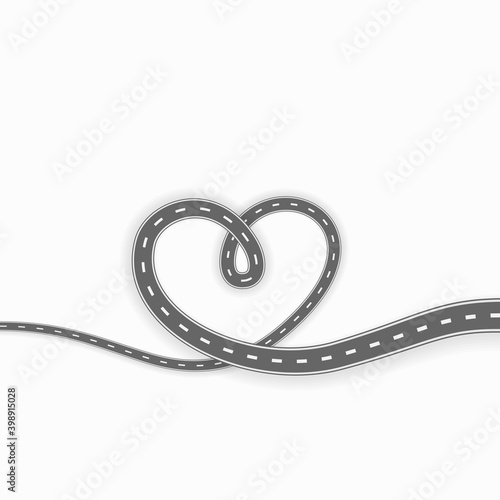 Heart shaped road abstract vector illustration. Valentines day concept