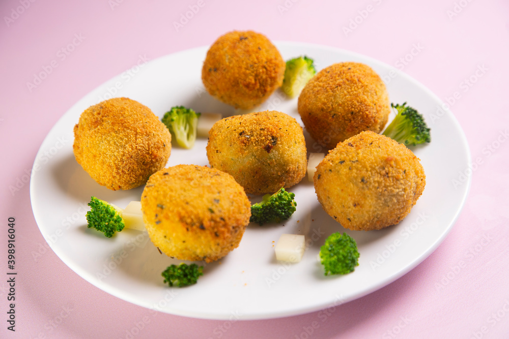 Broccoli croquettes with cheese. Traditional spanish tapa. Broccoli croquettes with cheese. Traditional spanish tapa.