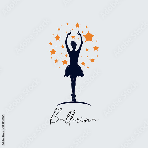Colorful dance ballet logo template