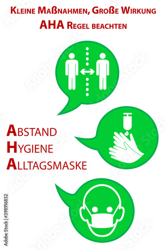 Hinweisschilder mit der AHA-Regel.