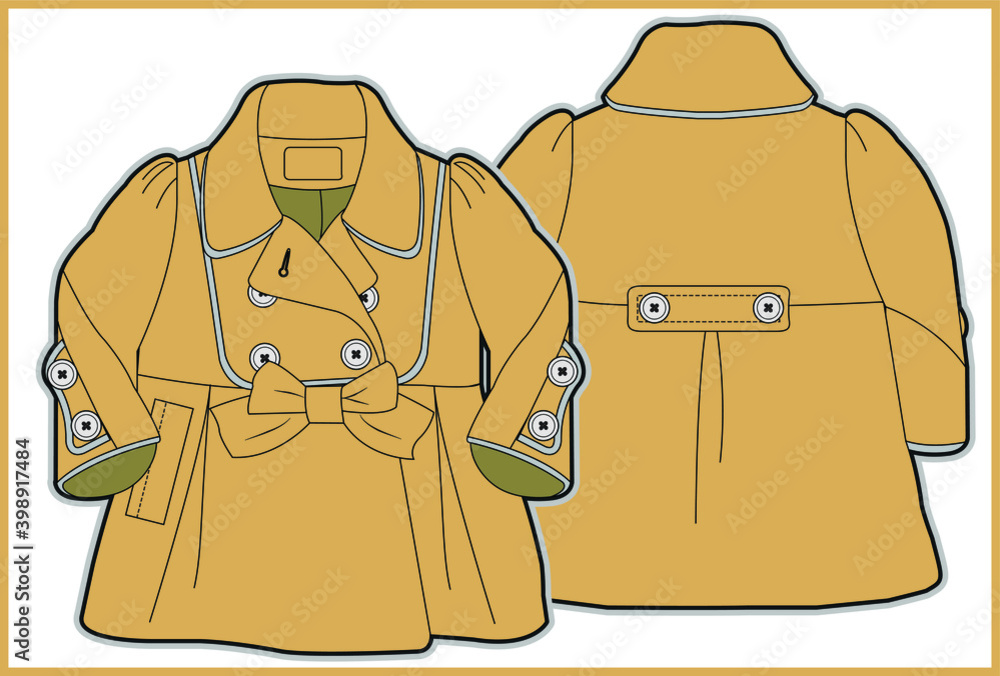 Naklejka premium kids clothes flat sketch vector