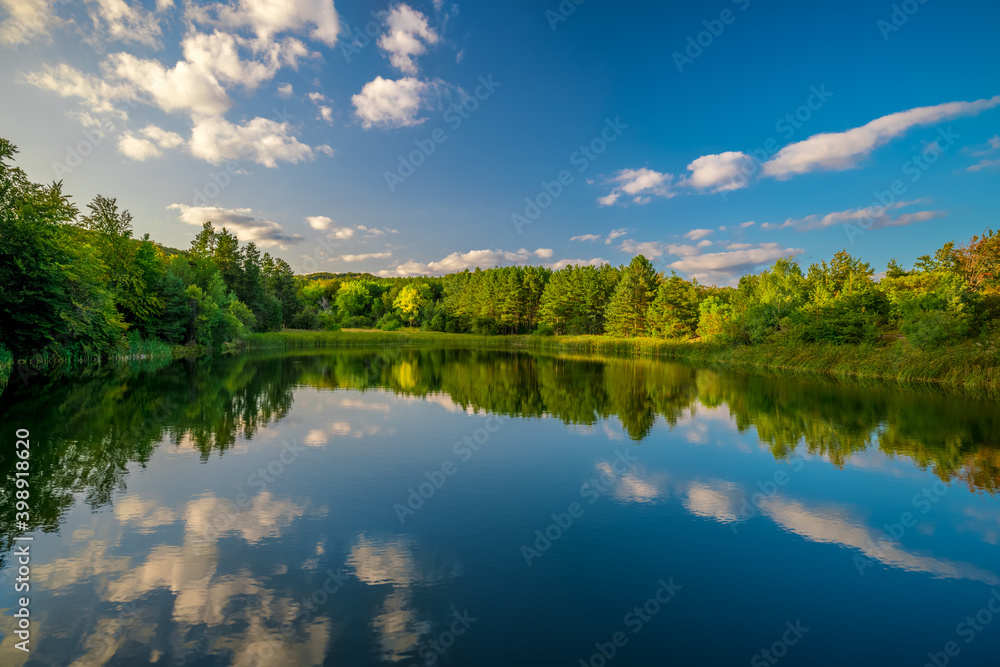 Mountain lake, panoramic view Mountain lake, panoramic view