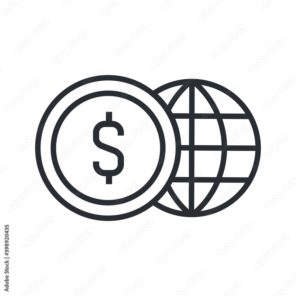 Global money transaction service icon. Line vector illustration. Global money transaction service icon. Line vector illustration.