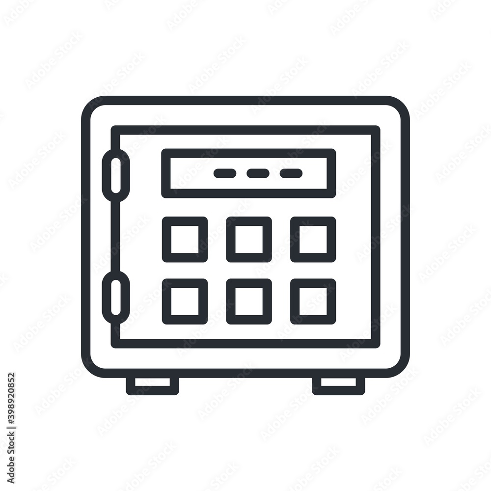 Safe box icon in line design style. Wealth, money protection sign. Safe box icon in line design style. Wealth, money protection sign.