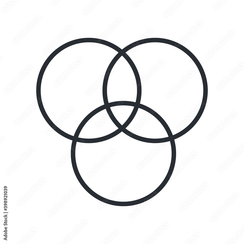 Venn diagram icon. Graphic design, circle intersection ...