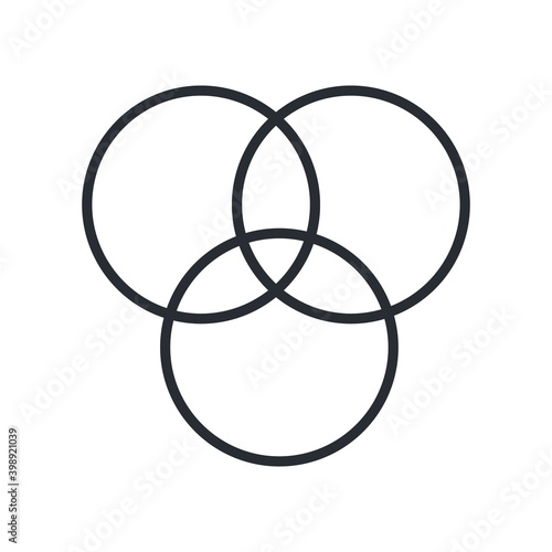 Venn diagram icon. Graphic design, circle intersection, balance concept.