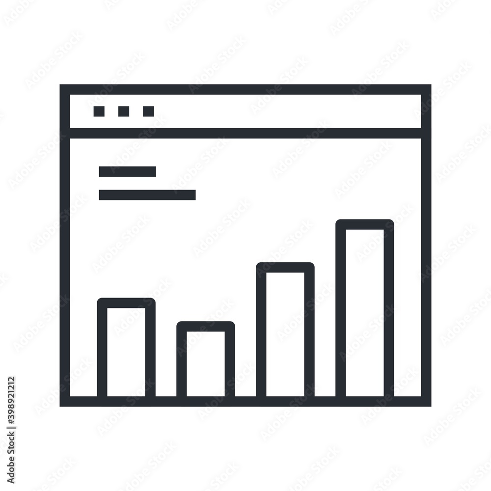 Line design vector illustration of website analytics. SEO, search engine optimization process with web page. Line design vector illustration of website analytics. SEO, search engine optimization process with web page.