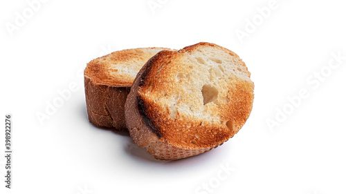 Baguette toasts isolated on a white background. High quality photo