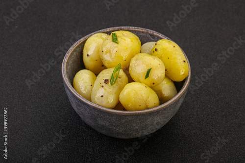 Young boiled potato in the bowl