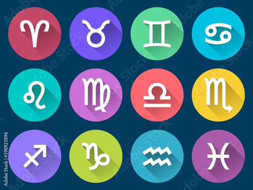 Zodiac icons in flat design photo