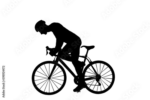 Fototapeta Naklejka Na Ścianę i Meble -  Black silhouette of a cyclist