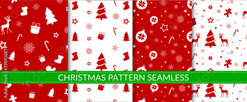 christmas set pattern in red and white colors