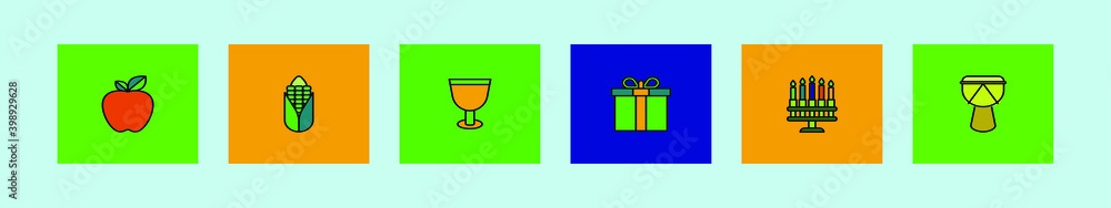 set of hanukkah cartoon icon design template with various models. vector illustration isolated on blue background
