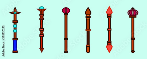 set of sceptre cartoon icon design template with various models. vector illustration isolated on blue background
