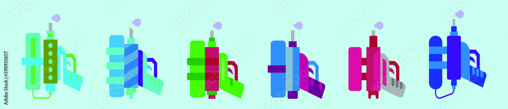 set of water gun cartoon design template with various models. vector illustration isolated on background set of water gun cartoon design template with various models. vector illustration isolated on background