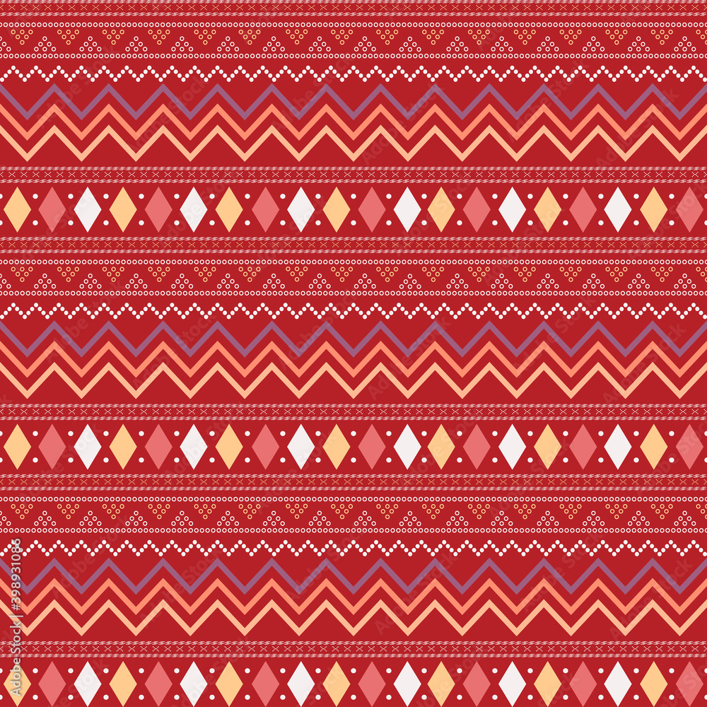seamless ethnic pattern with geometric shapes. suitable used for print textile, sleeve, shirt, sarong, etc. beautiful design for fabric print