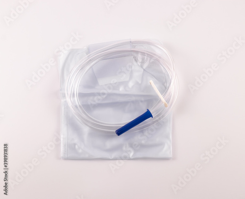 Sterile enema set, composed of: 1500 ml enema bag, atraumatic soft tube / catheter for connection.