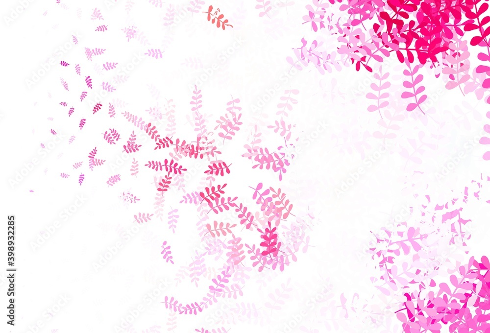 Light Pink vector elegant wallpaper with leaves.