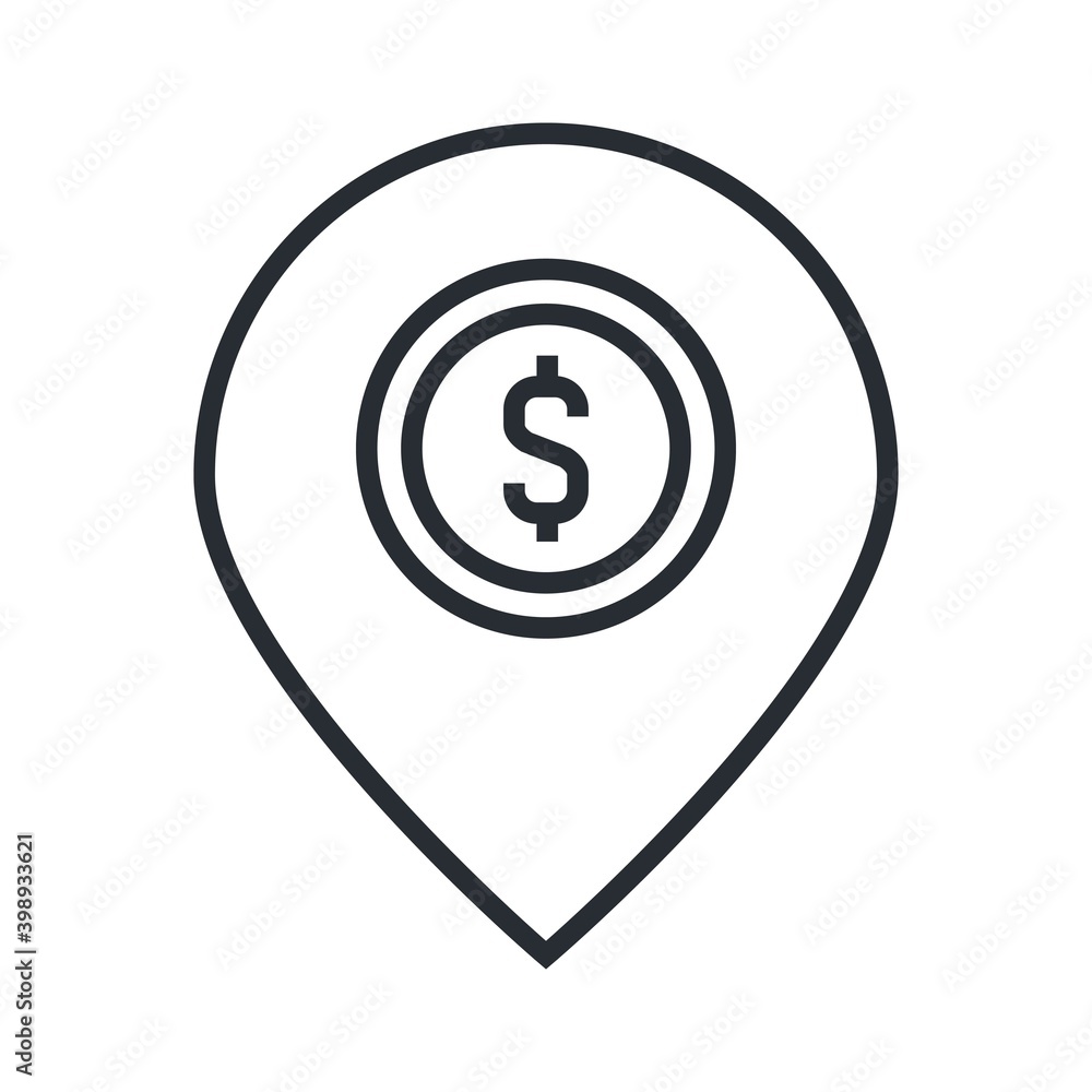 Bank, atm location icon in line design style. Bank, atm location icon in line design style.