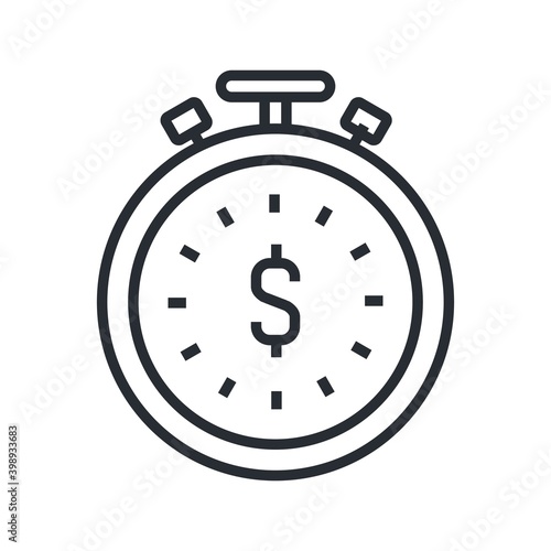 Time is money concept icon. Line vector illustration.