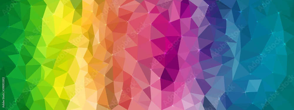 Abstract multicolored background with triangles and sparkling stars