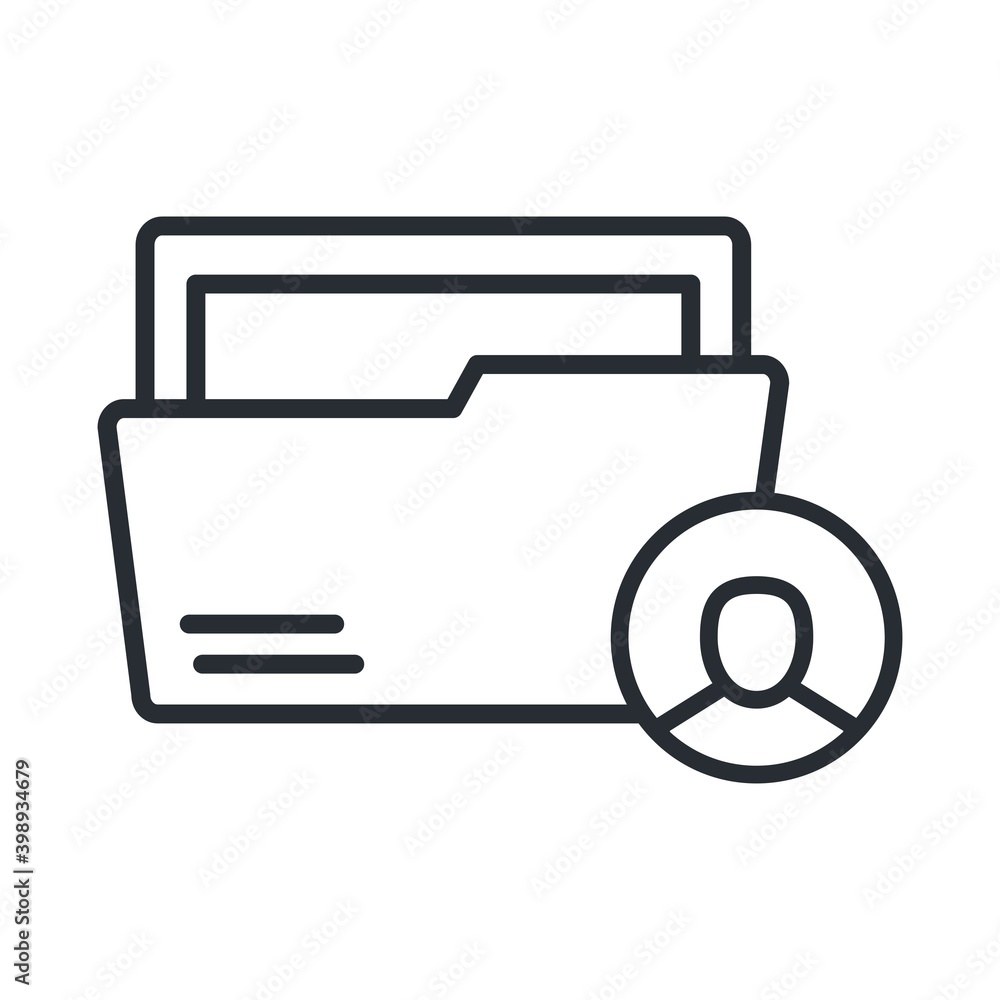 Student personal folder icon in line design style. Student personal folder icon in line design style.