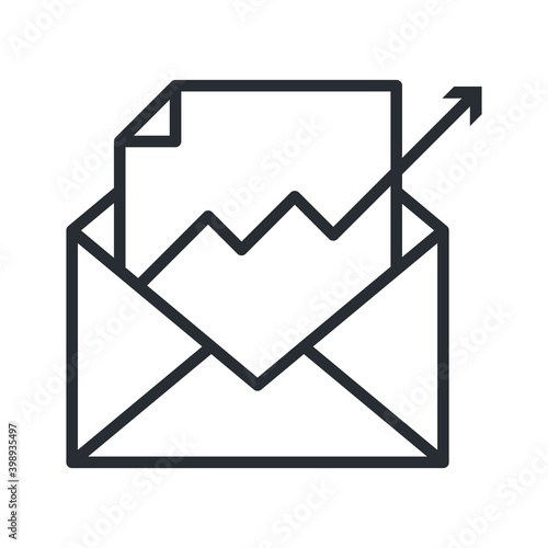 Increase email conversion, email open rate, email marketing line vector icon.