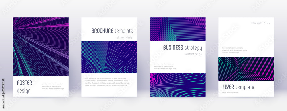 Abstract lines modern brochure. Bright vibrant gradient geometry covers.  Business  annual report, brochure, poster, book etc.